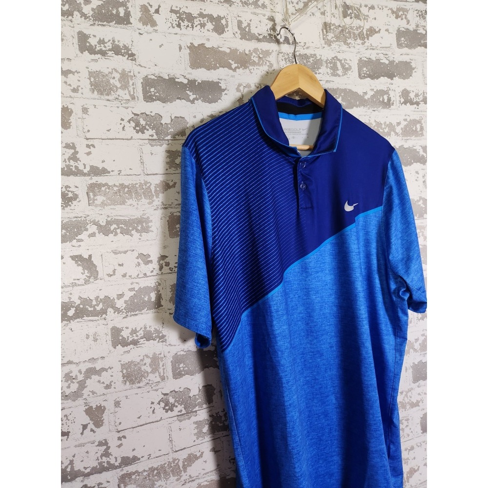 Nike Golf Polo Shirt Mens Large Blue Tour Performance‎ Moisture Wicking Stretch - Picture 2 of 13